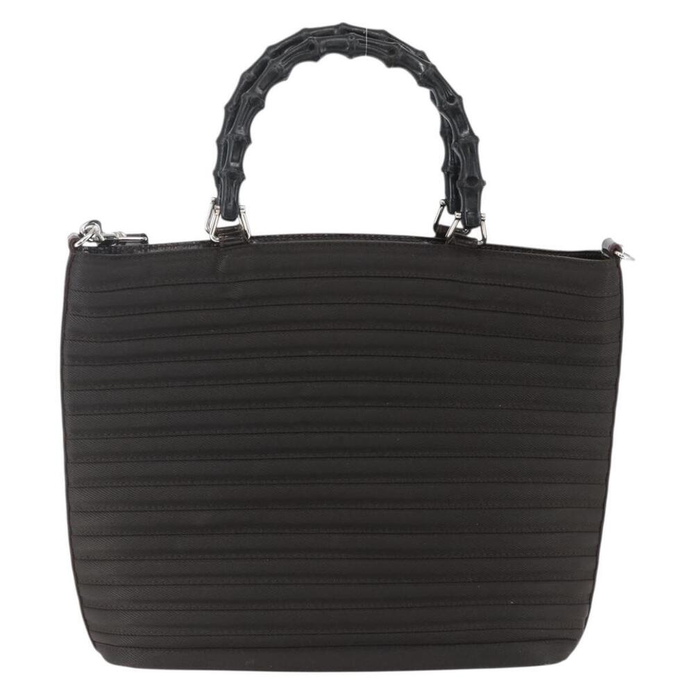 GUCCI Bamboo Hand Bag Canvas 2way Black Silver 000 1998 0588 Auth bs31433 - Picture 2 of 16